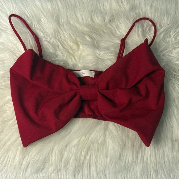 ♥️ Klesis Red Bow Front Crop Top – Size Small - Picture 1 of 5